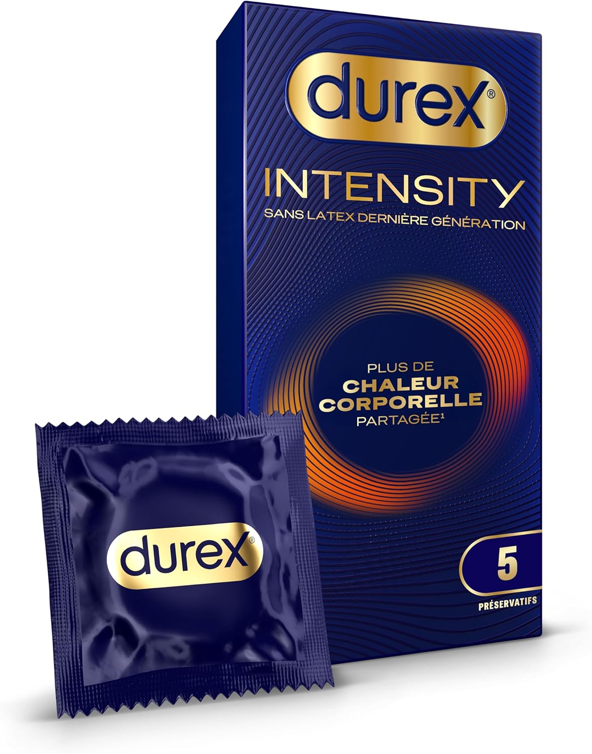 Durex Intensity – 5 Préservatifs Homme Sans Latex Dernière Génération Ultra Fins Ultra Lubrifiés