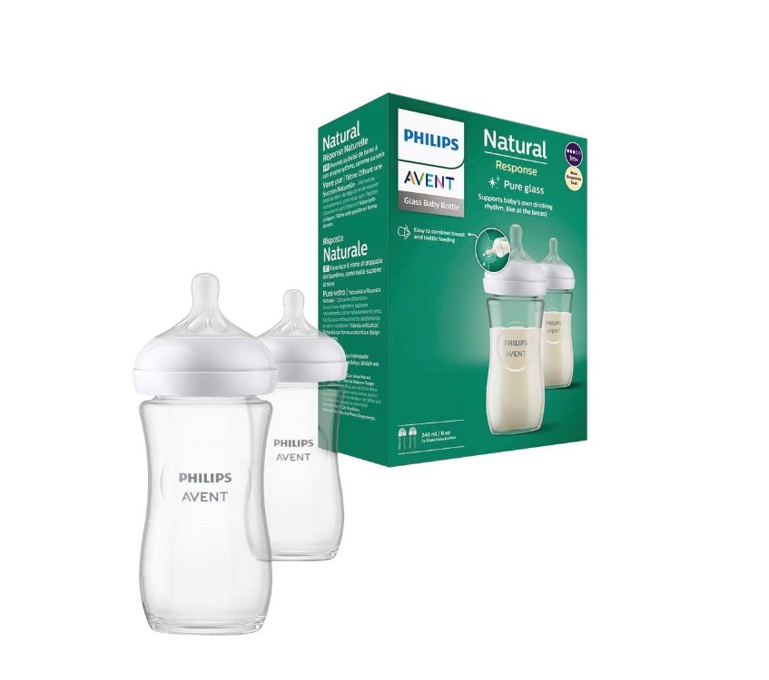 Philips Avent Natural Response Babyflasche aus Glas 240ml, mittlere Durchflussrate SCY933/02