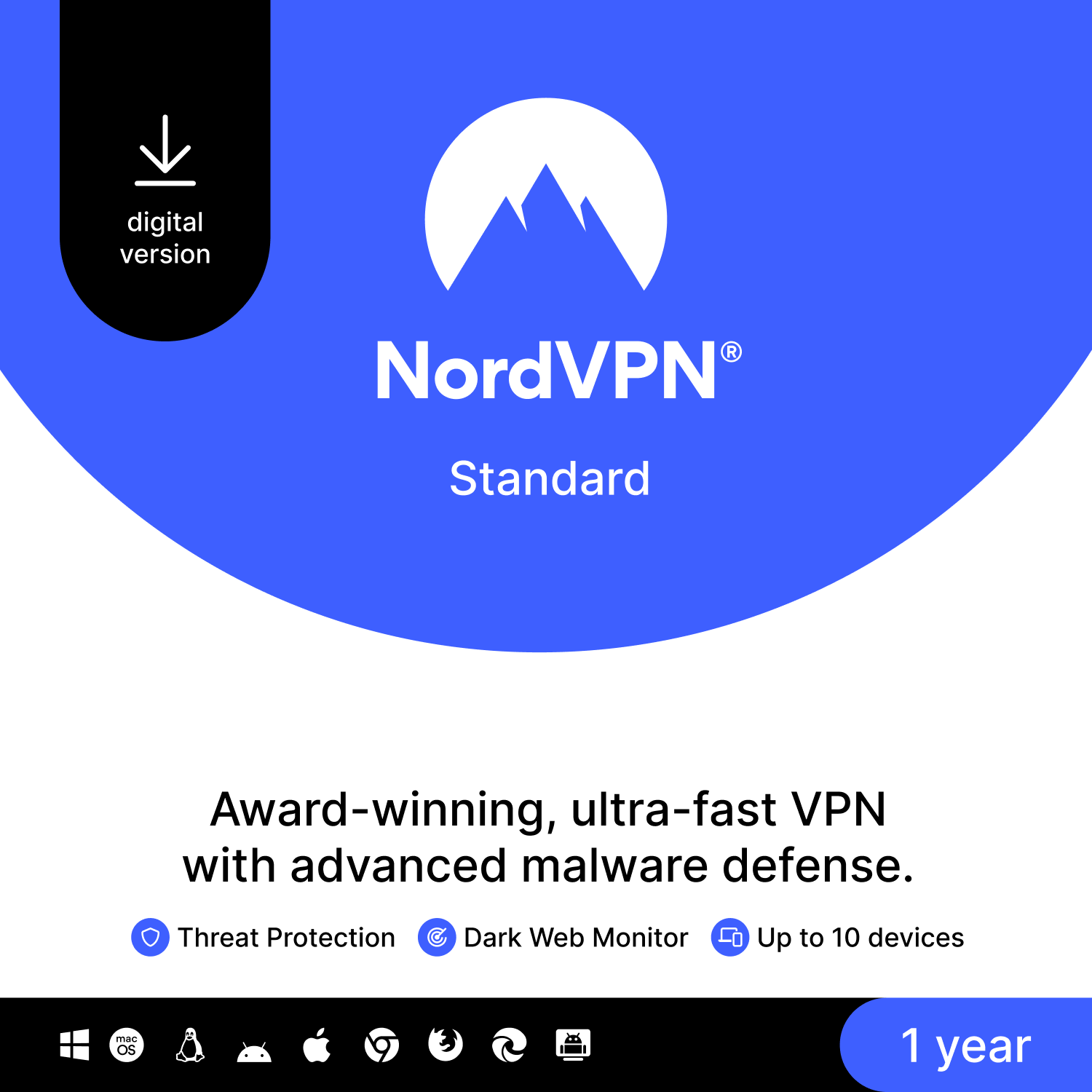 NordVPN Standard - Premium VPN & Cybersecurity Software - 10 devices
