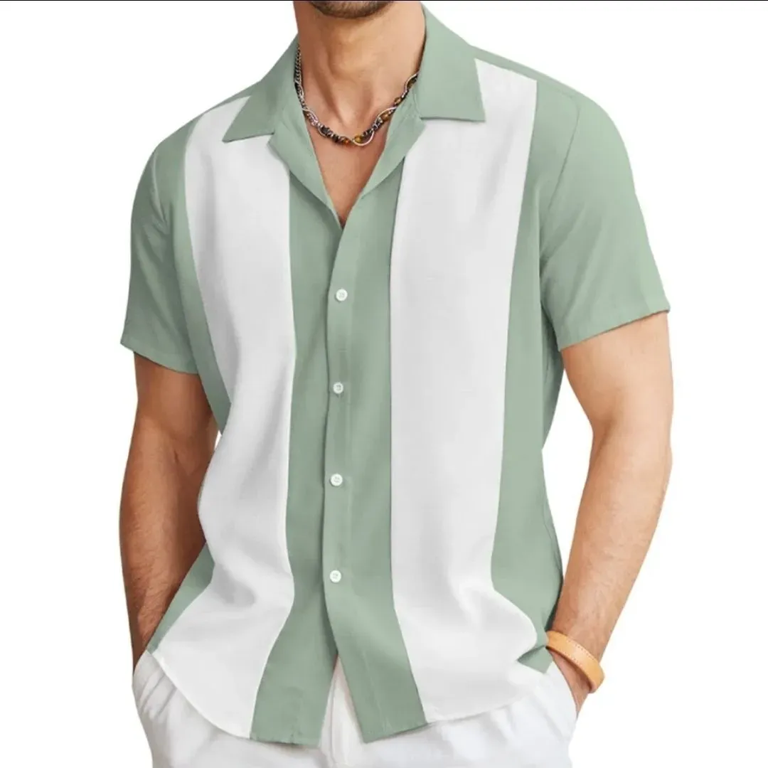 Cuban Vintage Bowling Shirt Hawaiian Short Sleeve Button Down Shirt