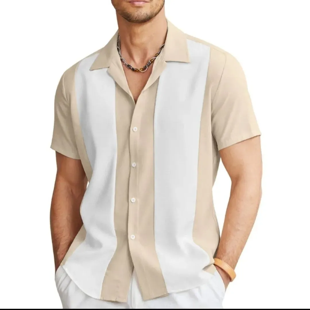 Cuban Vintage Bowling Shirt Hawaiian Short Sleeve Button Down Shirt