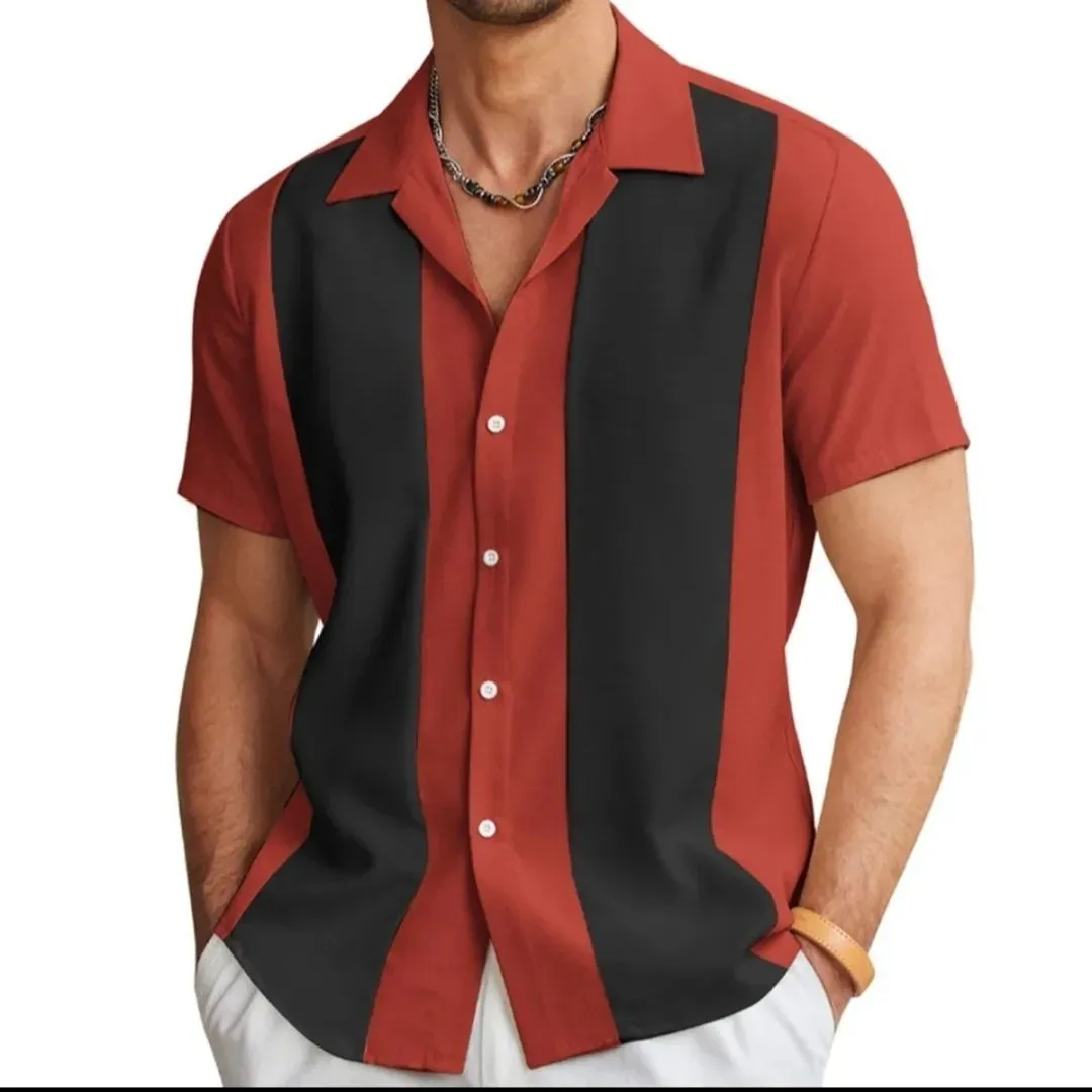 Cuban Vintage Bowling Shirt Hawaiian Short Sleeve Button Down Shirt