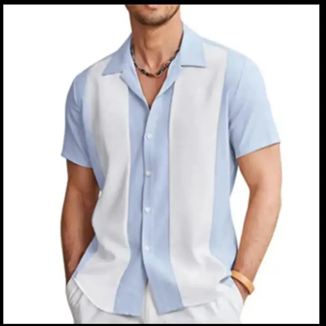 Cuban Vintage Bowling Shirt Hawaiian Short Sleeve Button Down Shirt