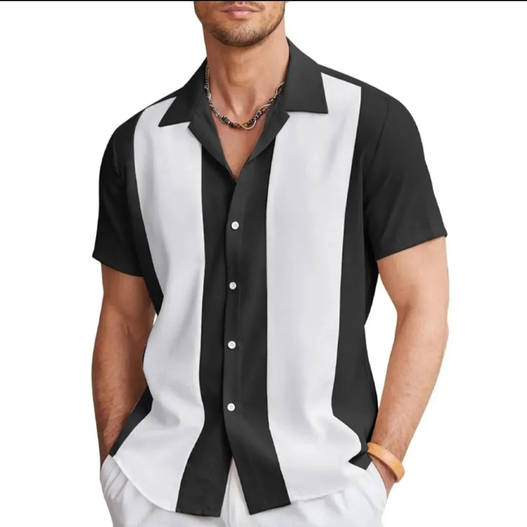 Cuban Vintage Bowling Shirt Hawaiian Short Sleeve Button Down Shirt