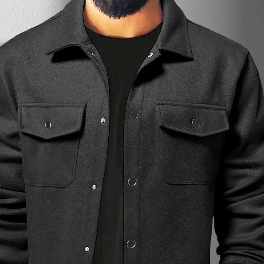 Men Button-Down Shirt Jacket