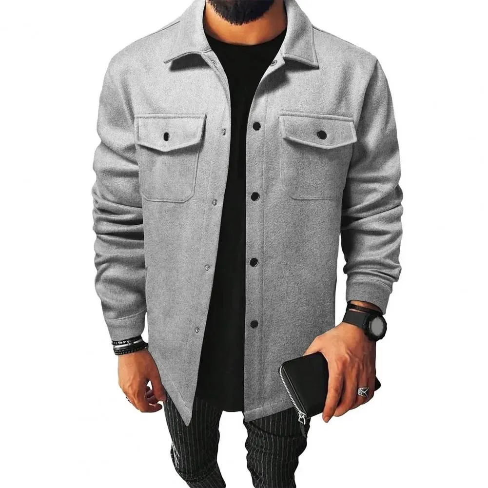 Men Button-Down Shirt Jacket
