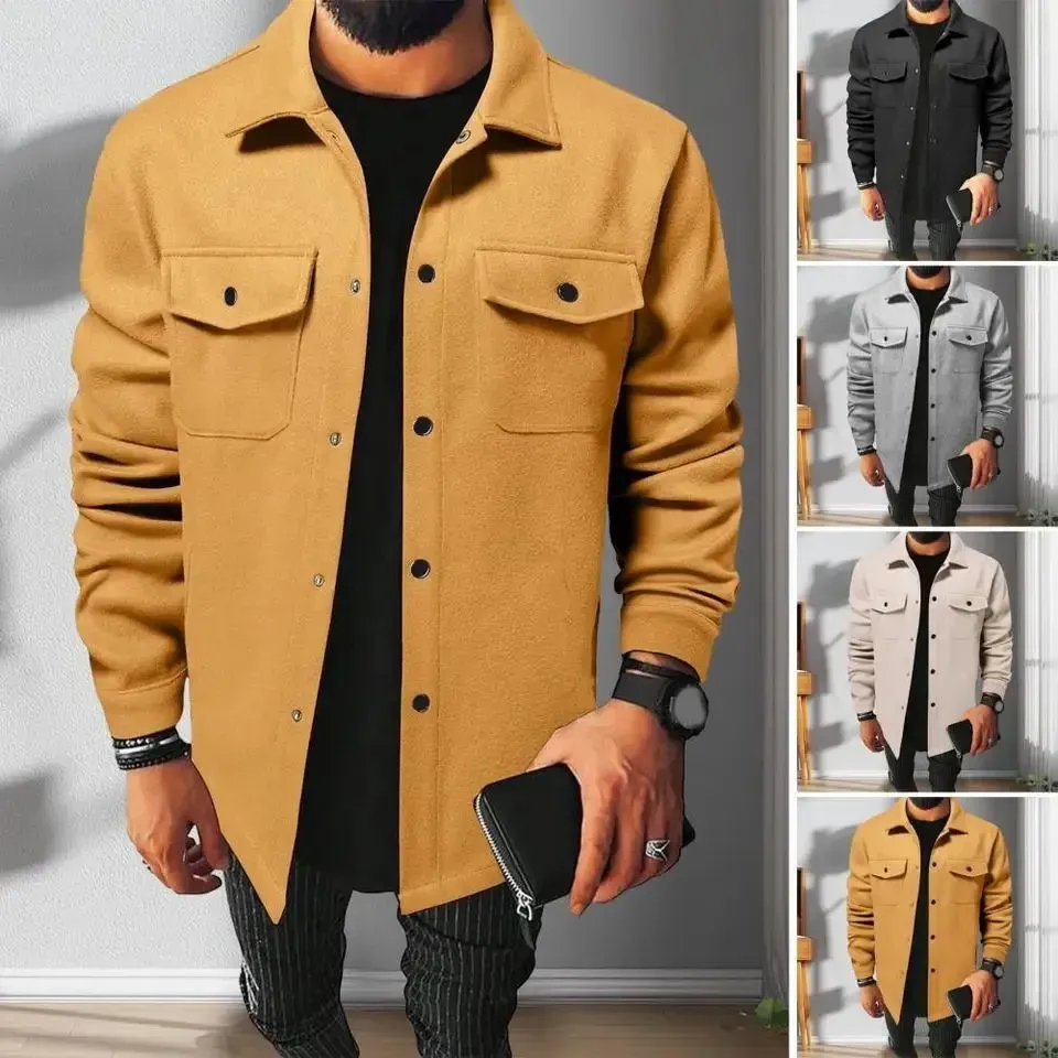 Men Button-Down Shirt Jacket