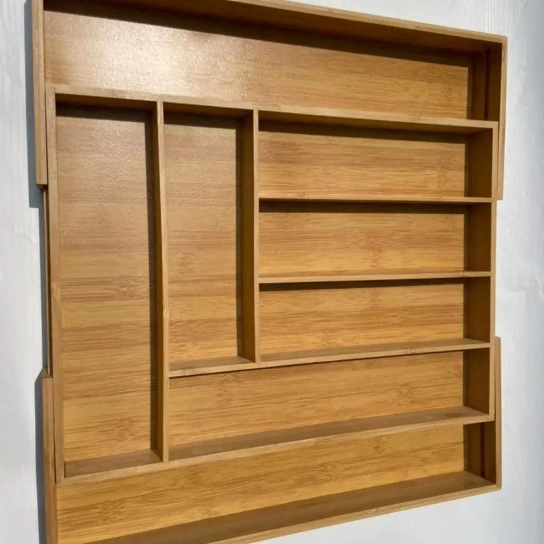 Bamboo Expandable wooden cutlery drawer organizer