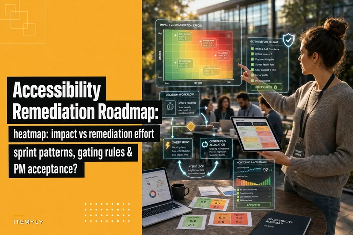 Accessibility remediation roadmap: a heatmap, sprint patterns and gating rules for WCAG fixes