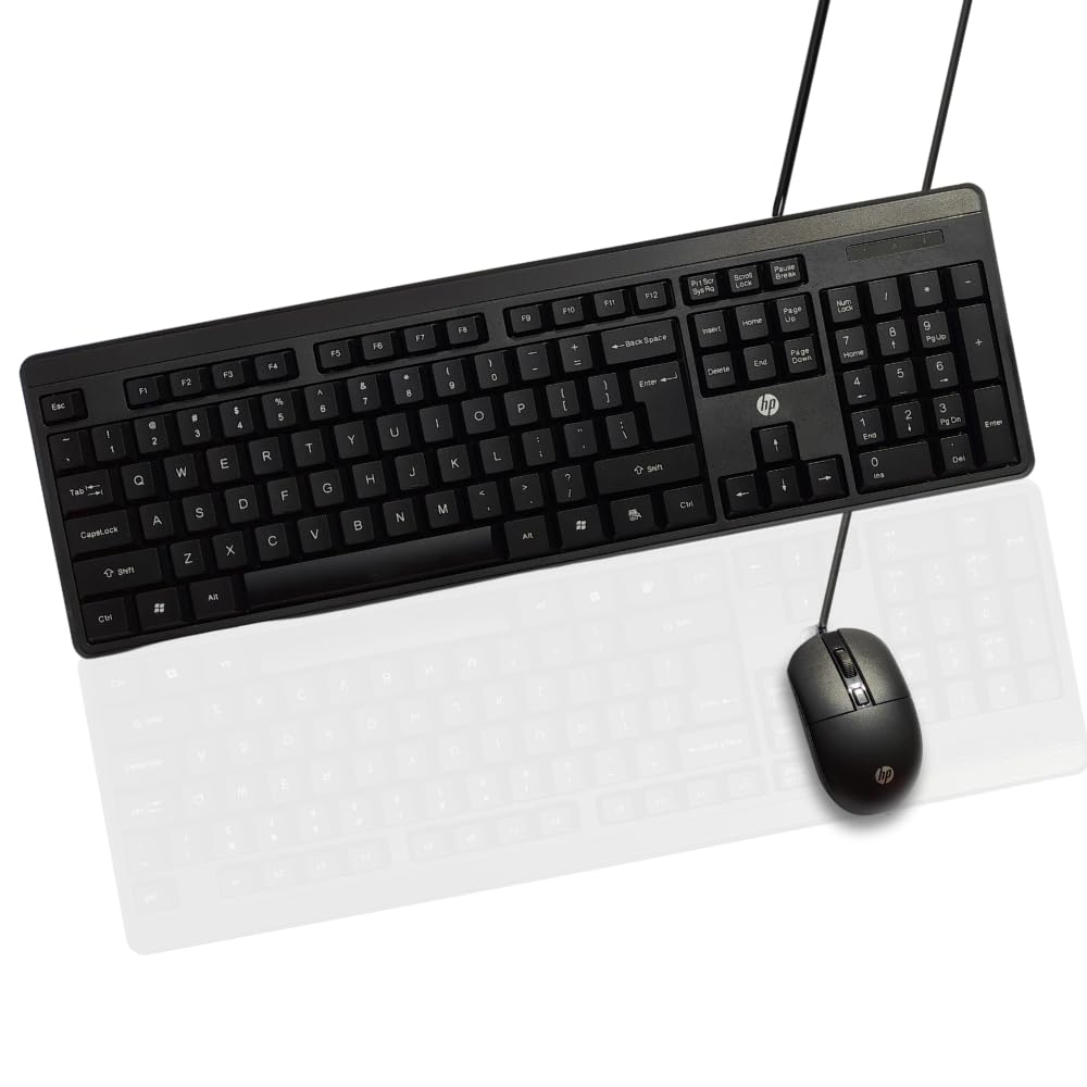 HP KM150 Wired Keyboard & Mouse Combo | USB, 1600 DPI Mouse & Full-Size Keyboard