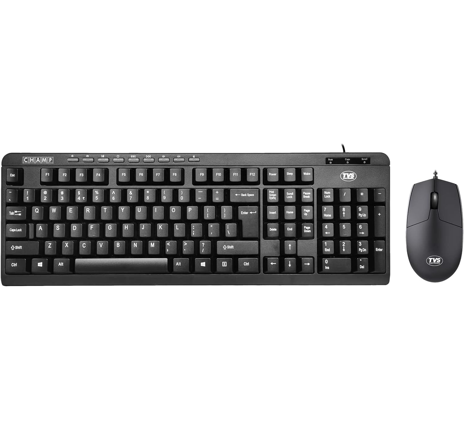 TVS Champ Elite Wired Keyboard & Mouse Combo – USB, Durable & Comfortable