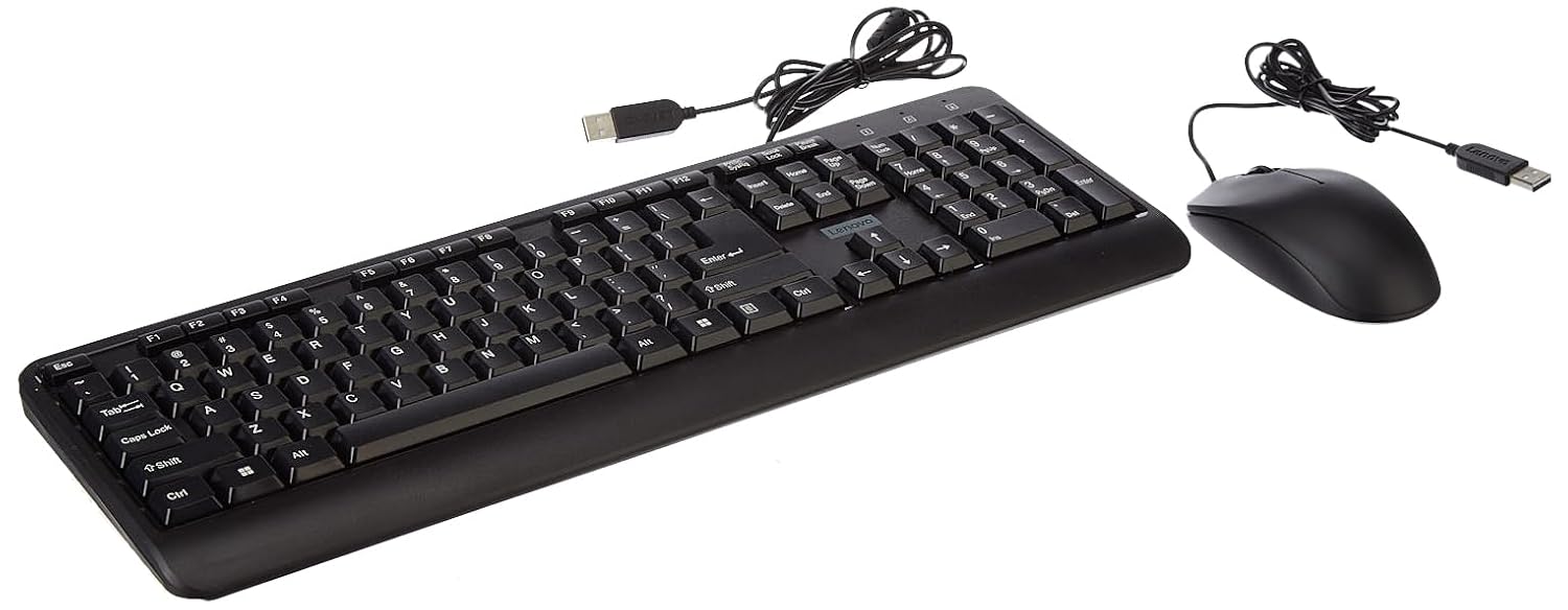 Lenovo 160 USB Wired Keyboard & Mouse Combo for Office & Home