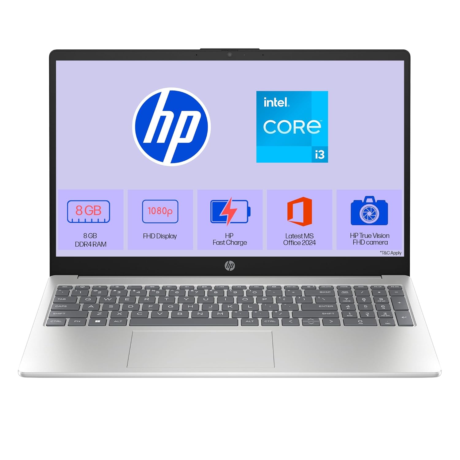HP 15 fd0624tu Laptop – 13th Gen i3 | 8GB RAM | 512GB SSD | Windows 11 | Office 2024 with Bag
