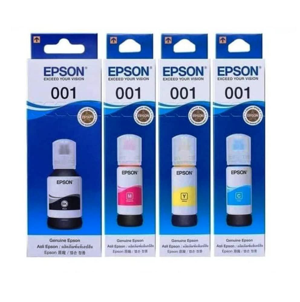 Epson 001 Original Ink Bottle Set – Black, Cyan, Magenta & Yellow (4 Colours)
