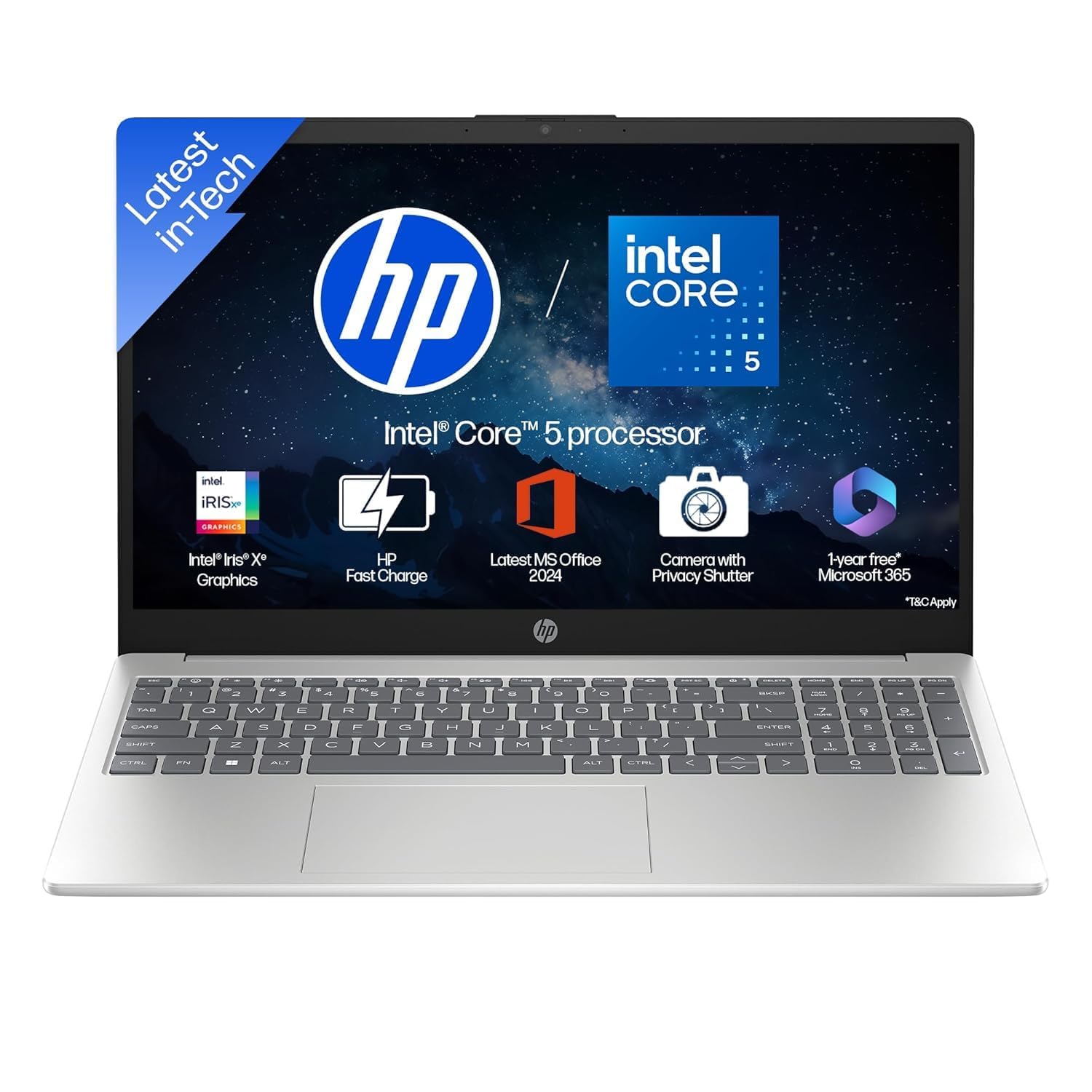 HP 15-fd0682TU Laptop – Intel Core 5-120U, 16GB RAM, 512GB SSD, Windows 11 & Office Home 2024