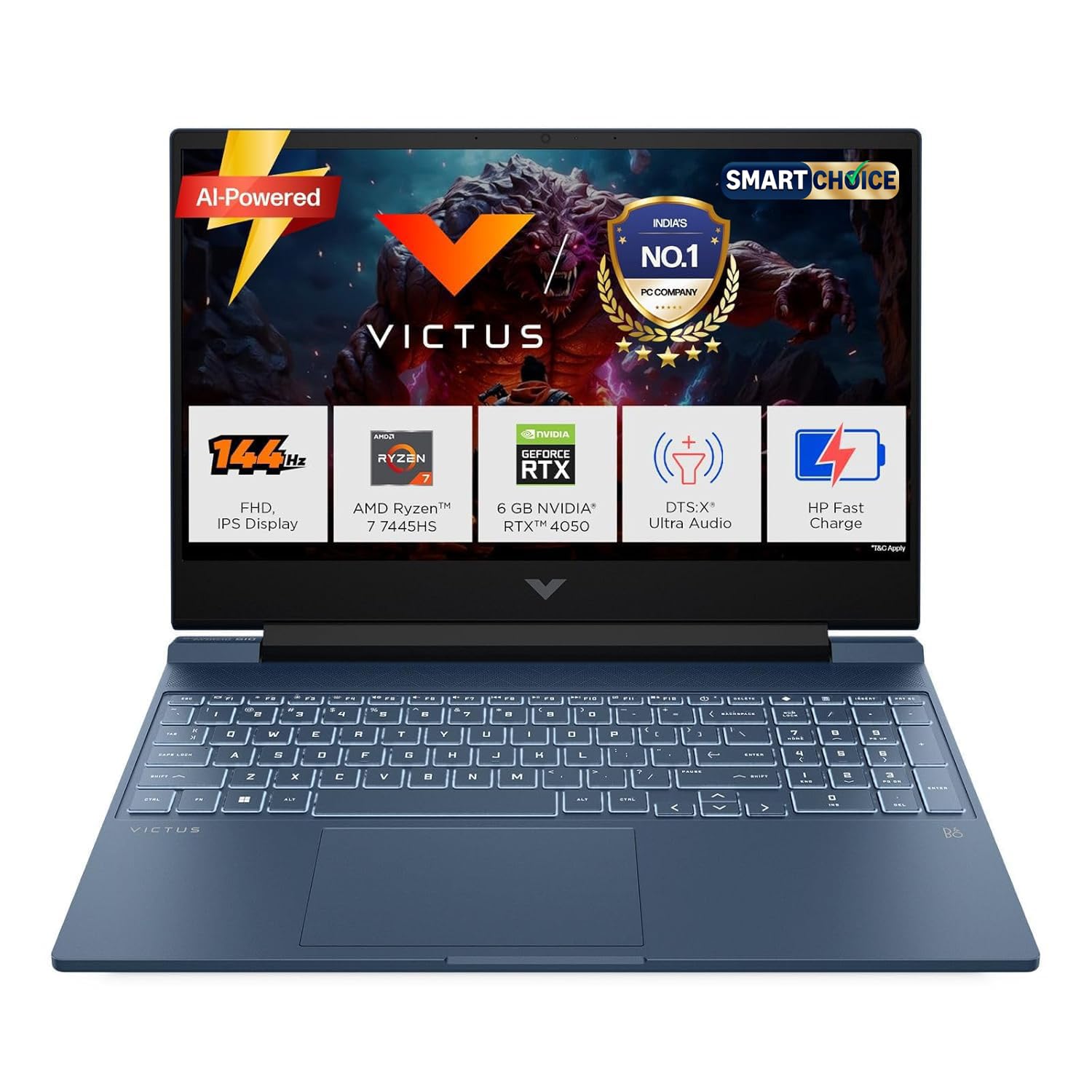 HP Victus Gaming Laptop-15-FB3118AX – AMD Ryzen 7 7445HS, RTX 4050 6GB, 16GB DDR5, 512GB SSD