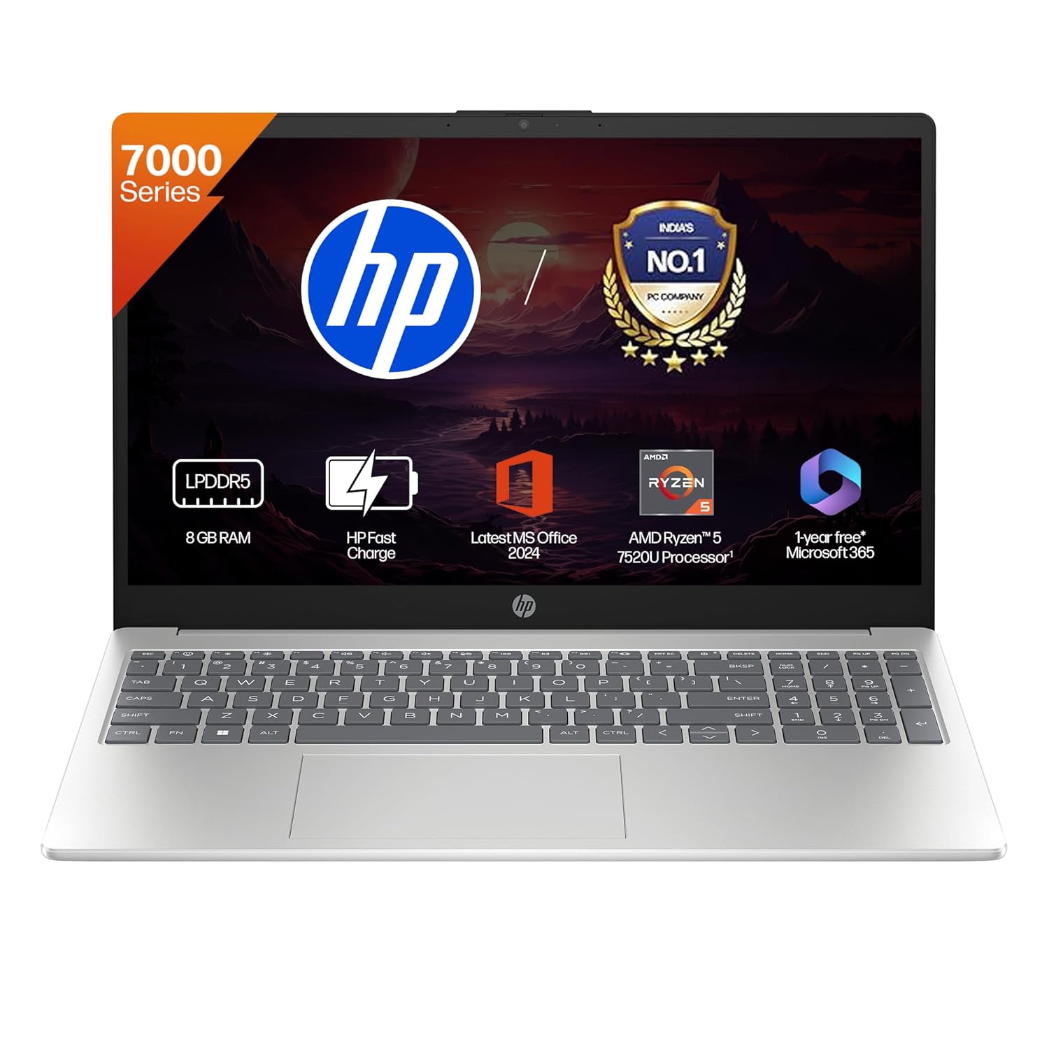 HP 15-fc0805AU Laptop – AMD Ryzen 5 7520U, 8GB RAM, 512GB SSD, Windows 11 & Office 2024