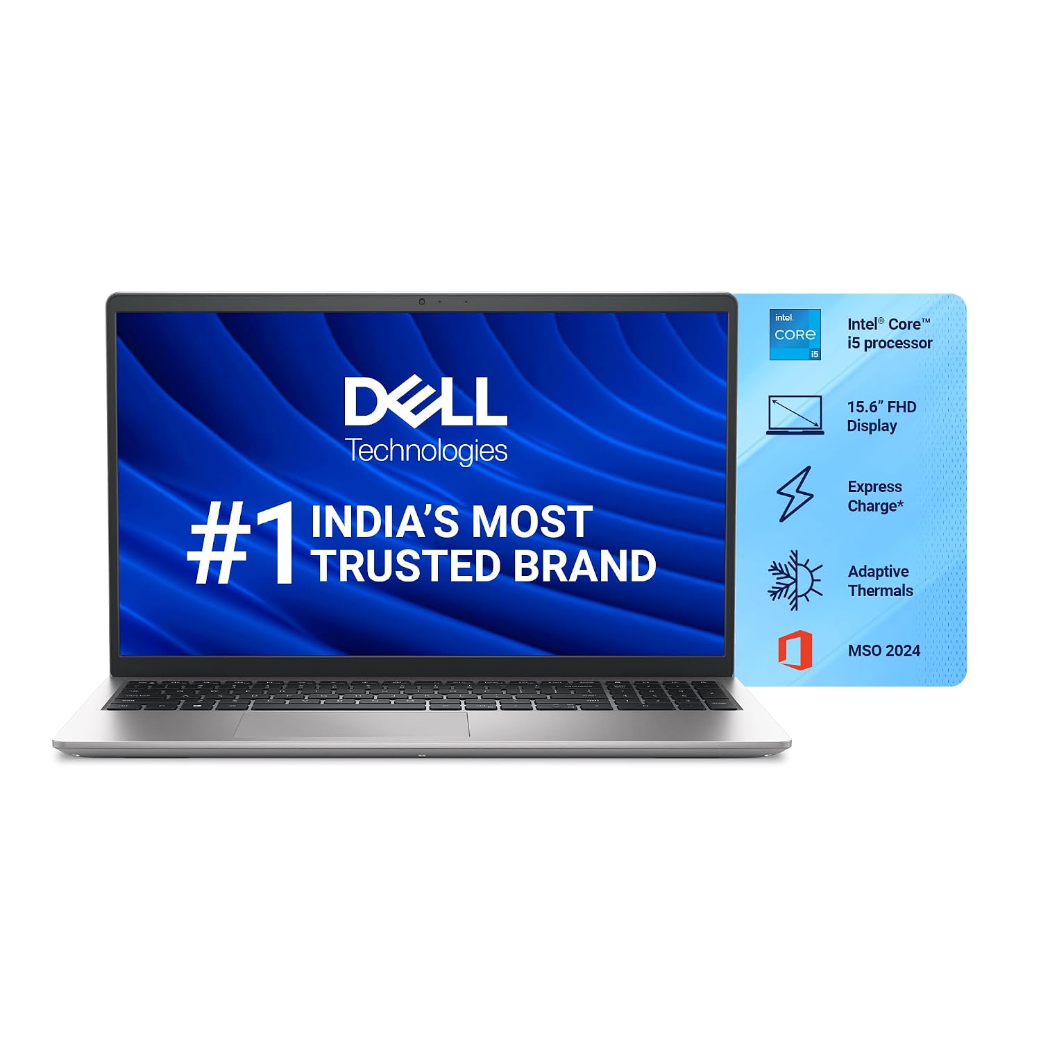 Dell 15 DC15250 Laptop – Intel Core i5-1334U, 8GB RAM, 512GB SSD, 15.6-inch FHD 120Hz Display, Windows 11 Home, Silver