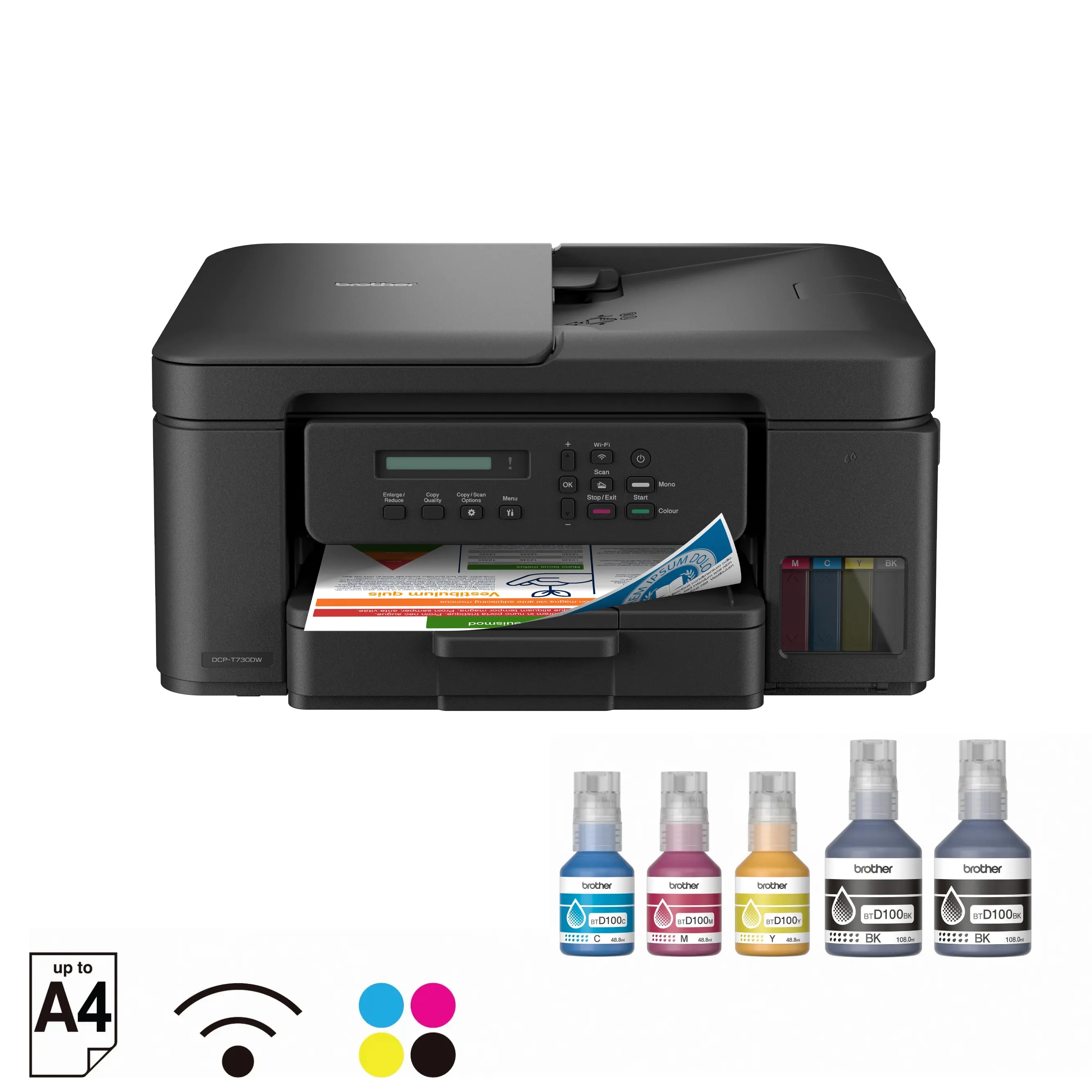 Brother DCP-T730DW Wireless All-in-One Ink Tank Printer | Auto Duplex Printing, ADF, Wi-Fi & Scanner