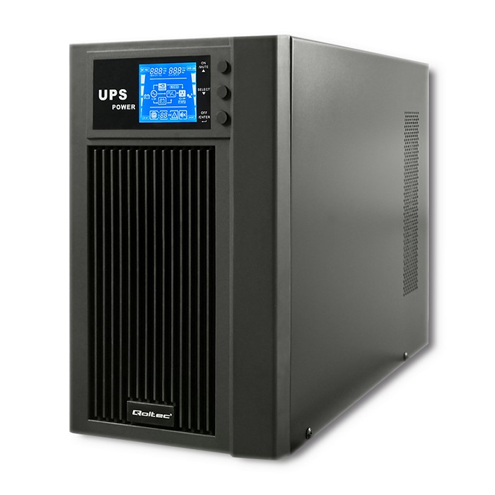 Qoltec Zasilacz awaryjny UPS On-line | Pure Sine Wave | 3kVA | 2.4kW | LCD | USB - zdjęcie 1