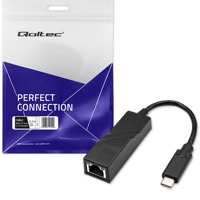 Qoltec Adapter sieciowy przejściówka USB-C 3.1 | RJ-45 | Ethernet | 1000Mb/s - zdjęcie 6