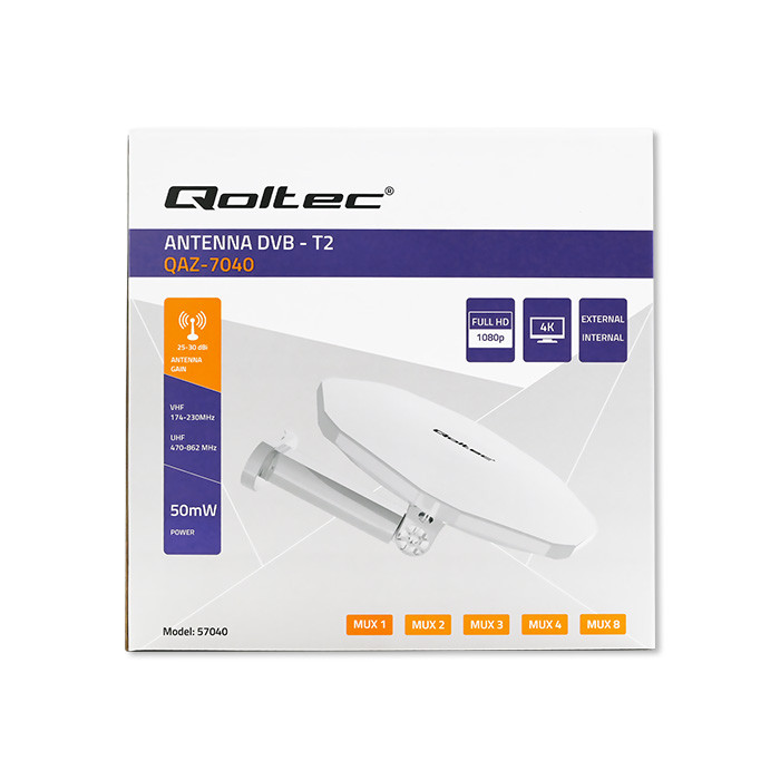 Qoltec Antena zewnętrzna DVB-T2 | VHF/UHF | Biała - zdjęcie 14