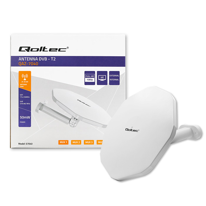 Qoltec Antena zewnętrzna DVB-T2 | VHF/UHF | Biała - zdjęcie 4