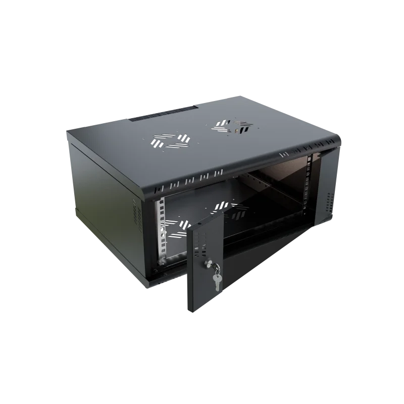 Szafa RACK 19" 4U 450 wisząca Professional szkło czarna - zdjęcie 1