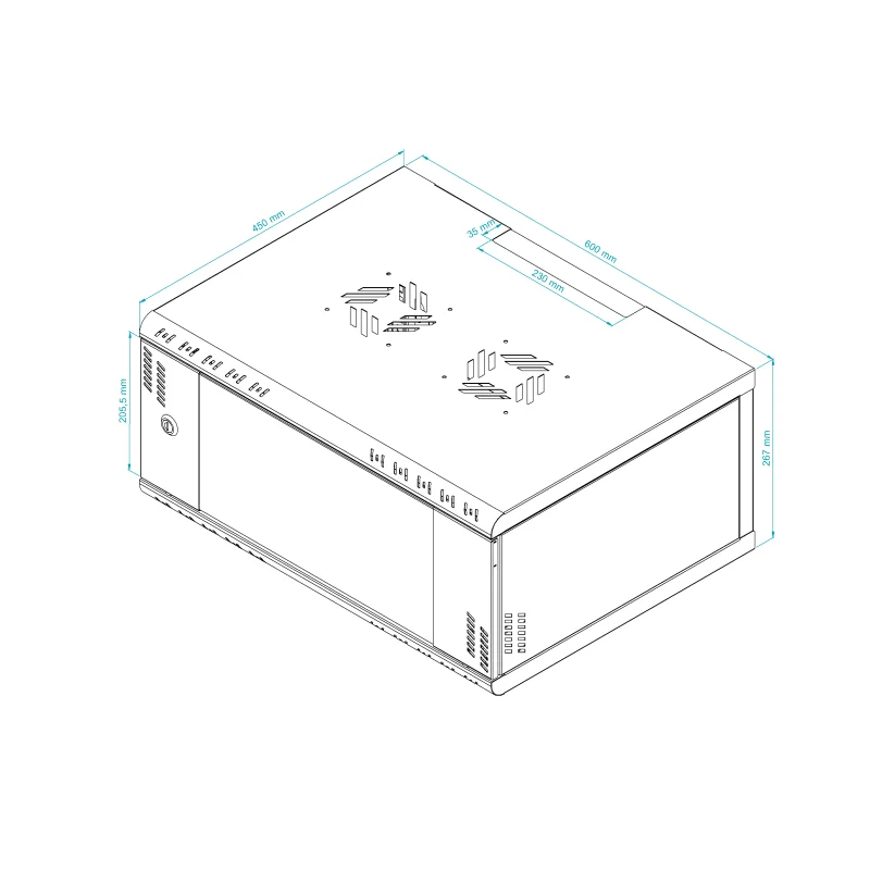 Szafa RACK 19" 4U 450 wisząca Professional szkło czarna - zdjęcie 10