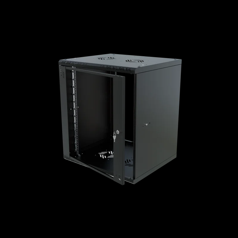 Szafa RACK wisząca 19" 12U 450 szkło Standard czarna - zdjęcie 3
