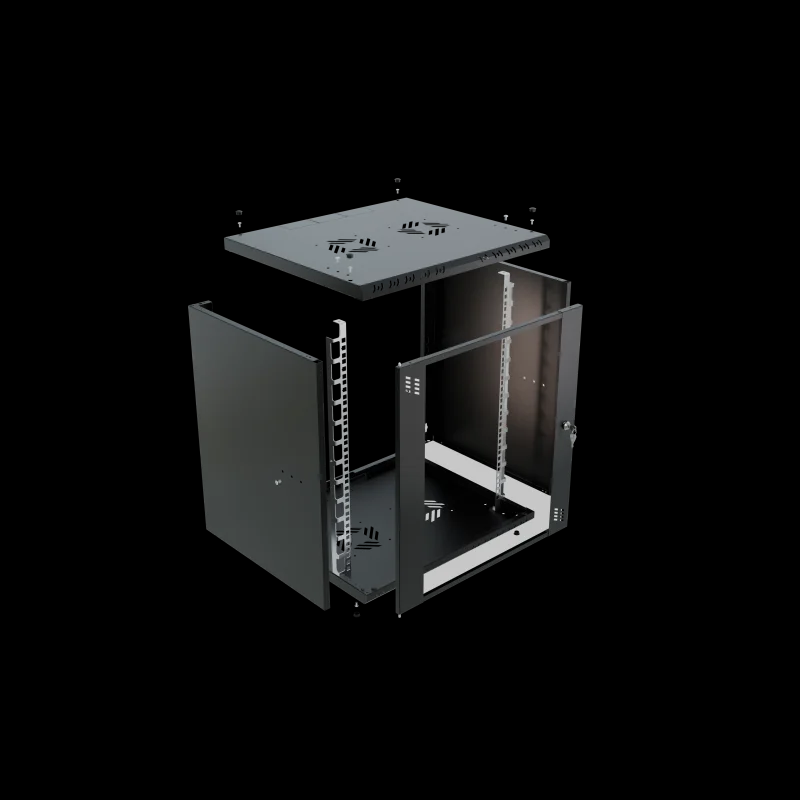 Szafa RACK wisząca 19" 12U 450 szkło Standard czarna - zdjęcie 4
