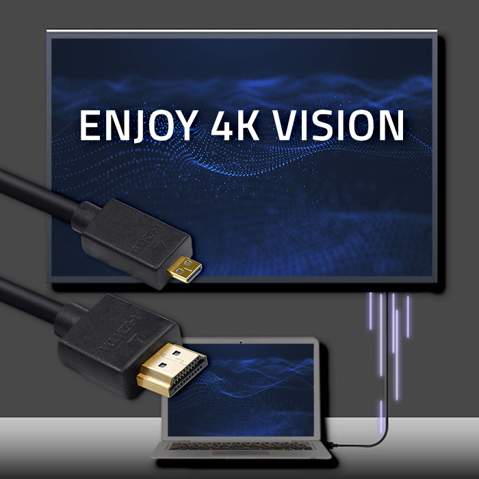 Qoltec Kabel HDMI | Micro HDMI | High speed | 4K | 30Hz | GOLD | 1.5m - zdjęcie 5