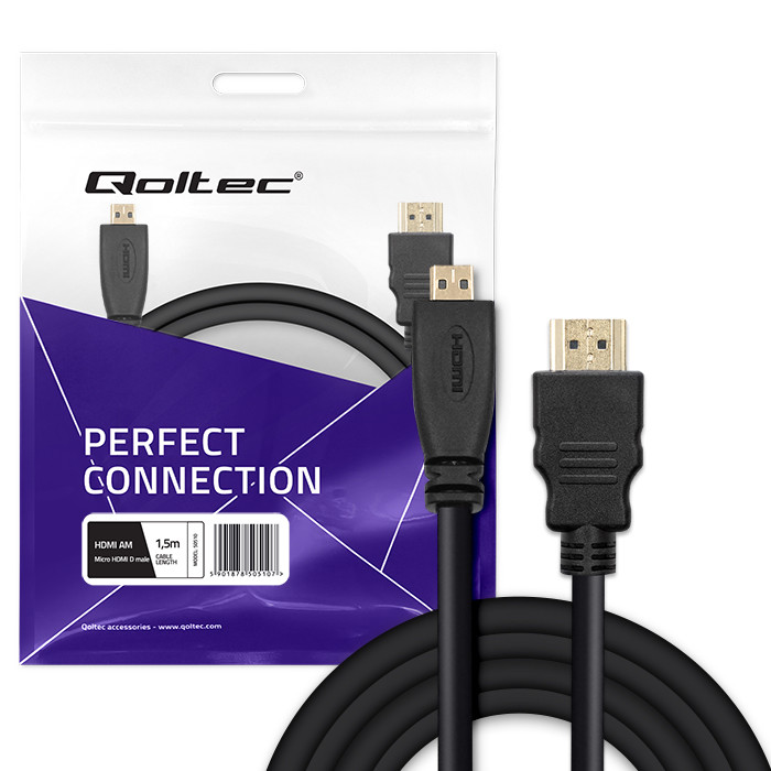 Qoltec Kabel HDMI | Micro HDMI | High speed | 4K | 30Hz | GOLD | 1.5m - zdjęcie 8