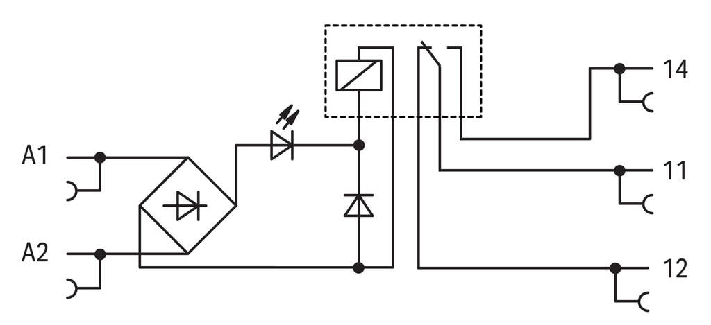 przekaźnik; znamionowe napięcie wejściowe 24 V AC/DC; 1 zestyk przełączny; maksymalny prąd długotrwały 6 A; sygnalizacja statusu żółta; szerokość 6 mm - zdjęcie 2