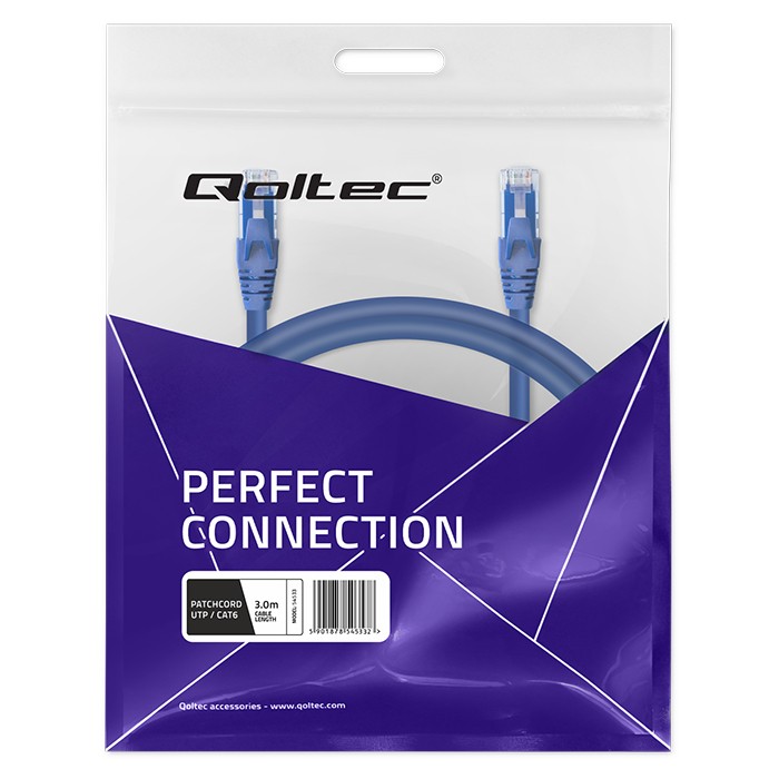 Qoltec Kabel Patchcord UTP | CAT6 | 2 x RJ-45 | 3m | High speed | Gold - zdjęcie 10