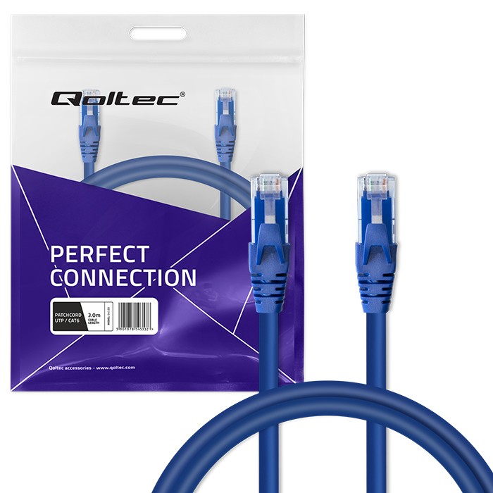 Qoltec Kabel Patchcord UTP | CAT6 | 2 x RJ-45 | 3m | High speed | Gold - zdjęcie 5
