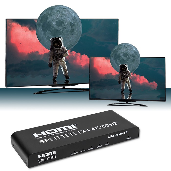 Qoltec Aktywny rozdzielacz Splitter 4 x HDMI 4K x 2K | 6Gb/s | 60Hz | High stability - zdjęcie 4