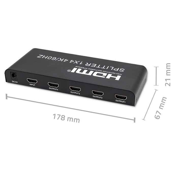 Qoltec Aktywny rozdzielacz Splitter 4 x HDMI 4K x 2K | 6Gb/s | 60Hz | High stability - zdjęcie 7
