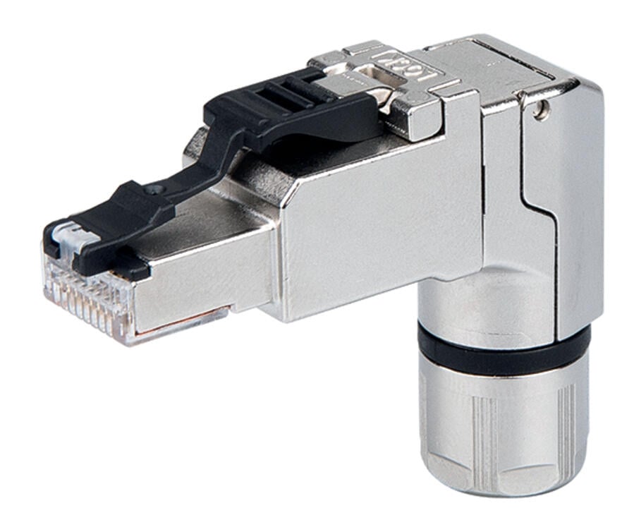 Wtyk ETHERNET; RJ-45; kat. 6A; konstrukcja kątowa; kod T568A; AWG 22 - zdjęcie 1