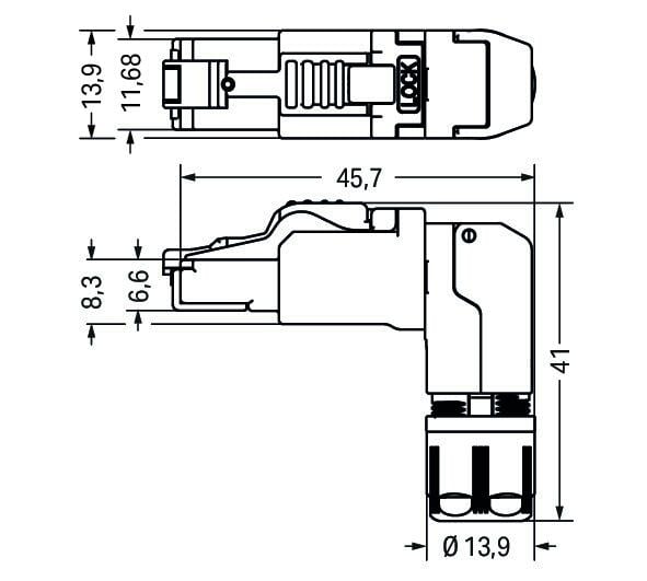 Wtyk ETHERNET; RJ-45; kat. 6A; konstrukcja kątowa; kod T568A; AWG 22 - zdjęcie 3