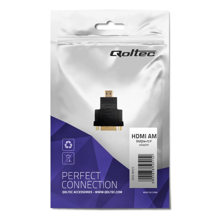 Qoltec Adapter HDMI A męska | DVI (24+1) żeńska - zdjęcie 5