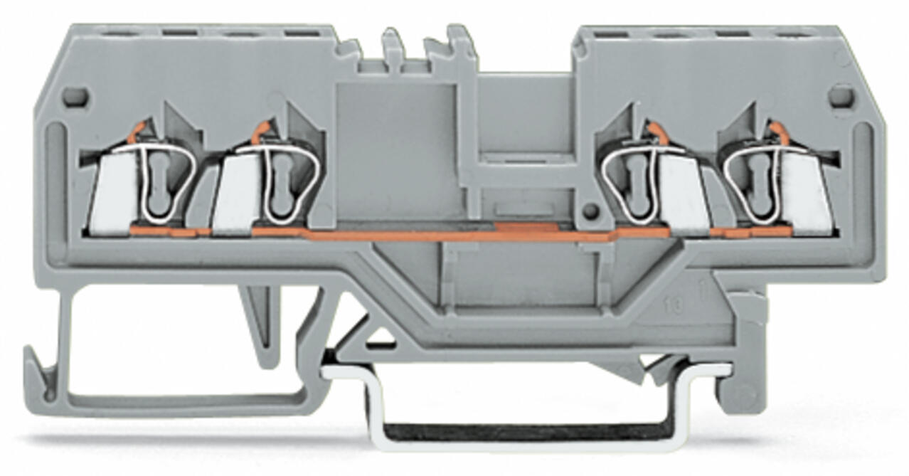 Złączka przelotowa 4-przewodowa; 1,5 mm²; opis na środku; na szynę TS 35 x 15 i 35 x 7,5; CAGE CLAMP®; 1,50 mm²; szary - zdjęcie 1