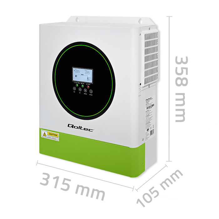 Qoltec Hybrydowy inwerter solarny Off-Grid 3500W | 100A | 24V | MPPT | BMS | opcja Wi-fi |Sinus | Power factor 1.0 - zdjęcie 10