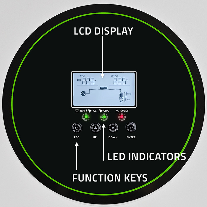 Qoltec Hybrydowy inwerter solarny Off-Grid 3500W | 100A | 24V | MPPT | BMS | opcja Wi-fi |Sinus | Power factor 1.0 - zdjęcie 6