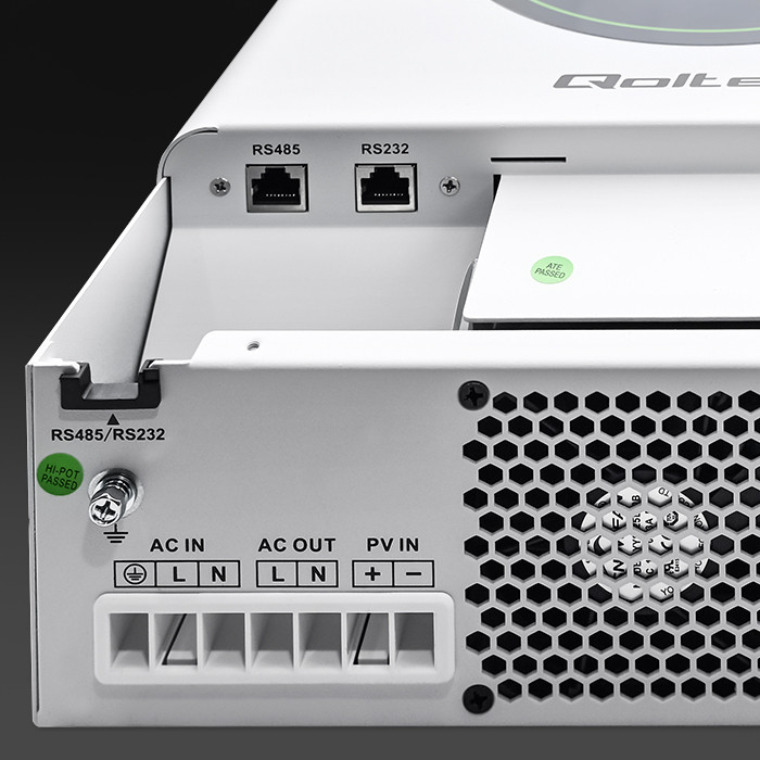 Qoltec Hybrydowy inwerter solarny Off-Grid 3500W | 100A | 24V | MPPT | BMS | opcja Wi-fi |Sinus | Power factor 1.0 - zdjęcie 8