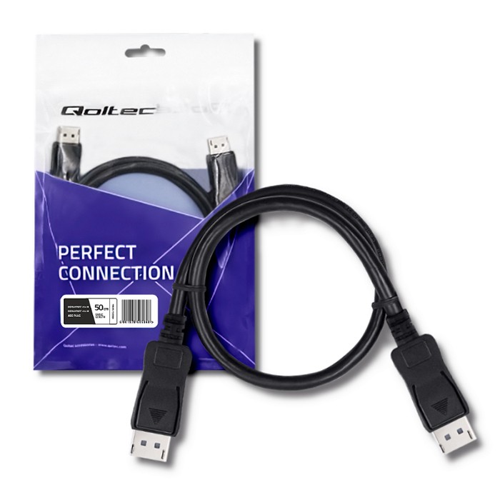 Qoltec DisplayPort v1.4 męski | DisplayPort v1.4 męski | 8K | 0.5m - zdjęcie 2