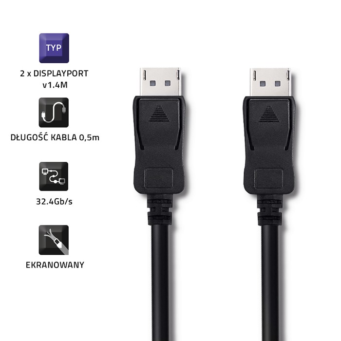 Qoltec DisplayPort v1.4 męski | DisplayPort v1.4 męski | 8K | 0.5m - zdjęcie 3