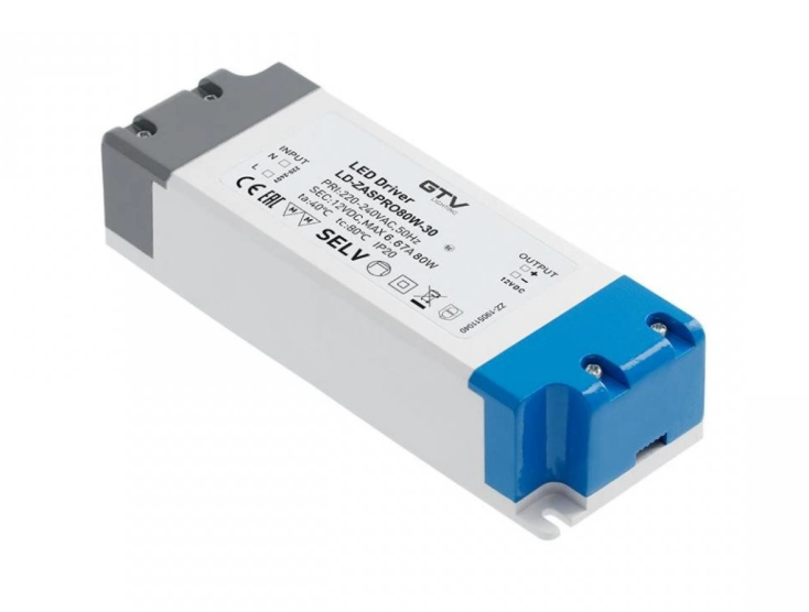 Zasilacz LED PRO 12V, 80W, input 220‑240VAC, IP20, wym.181x63x40 mm