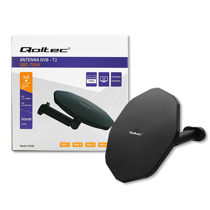 Qoltec Antena zewnętrzna DVB-T2 | VHF/UHF | Czarna - zdjęcie 4