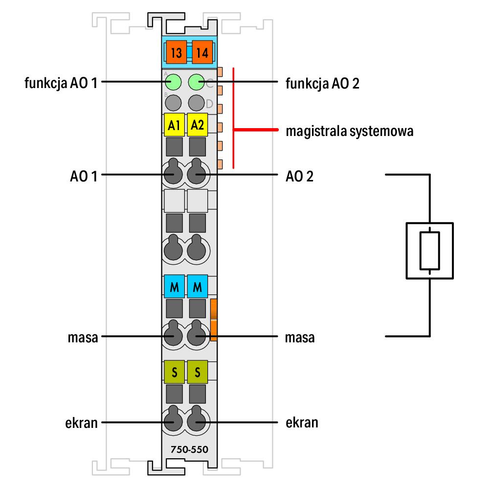 Moduł wyjść analogowych 2-kanałowy; 0 … 10 V DC - zdjęcie 2